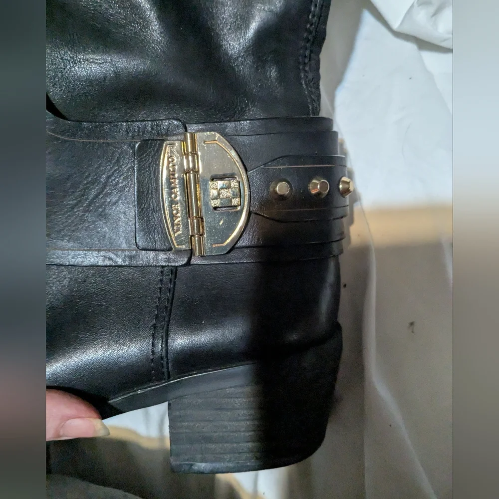 Vince Camuto Black Leather Over the Knee Boots 7.5 Beatrix
